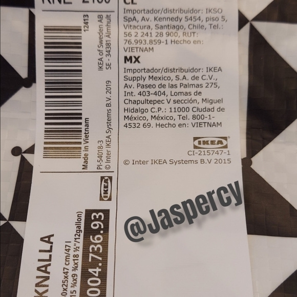 +IKEA - KNALLA Two (2) Tote Bags 12 Gal Black & White Geometric Storage Bins NWT - Picture 10 of 11